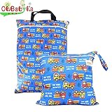 Ohbabykaウェットバック(防水バッグ) 2点セット おむつ ポーチ オムツ おしりふき 着替え タオル 水着 お風呂用品 食事セット入れ マルチ収納 お出かけ 温泉 スポーツ 消臭ポーチ (LJ