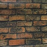 Hanmeroフル壁サイズImitationレッドレンガLooks Real Upリムーバブルつや消しPVCビニールレトロヴィンテージFauxレンガ壁紙、ホームバー壁装飾壁ペーパー57suqareフィ