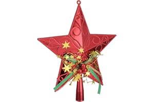 LEDMOMO クリスマスツリー トップスター クリスマスツリー 飾り クリスマス 星 クリスマス飾り デコレーション ベツレヘムの星 五芒星 オーナメント レッド（アクセサリーランダムカラー）