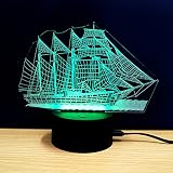 テーブルランプ3D創造性光るヨットLEDナイトライトベッドルームベッドサイドランプホリデーギフト,Green