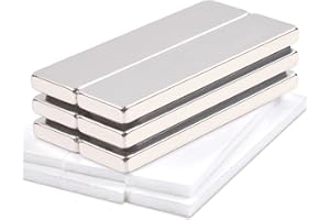 磁石 超強力 ネオジム磁石 角型 強力マグネット 40x10x3mm 強力 長方形 マグネット 両面テープ付き DIY、建築科学、工芸品、オフィス、工具収納、冷蔵庫、家庭用の直方体磁石（6個入り）
