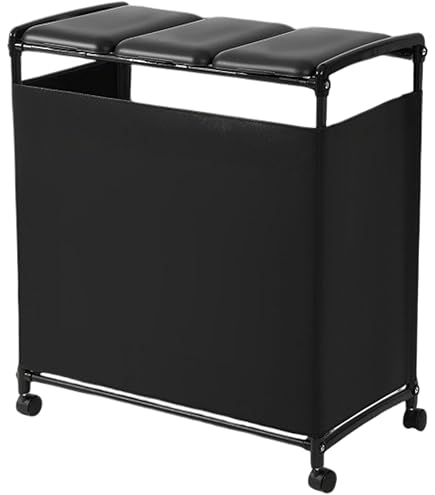 Amazon｜蓋付き 目隠し 分別 ダストワゴン 45L 3分別 ブラック W76×D44
