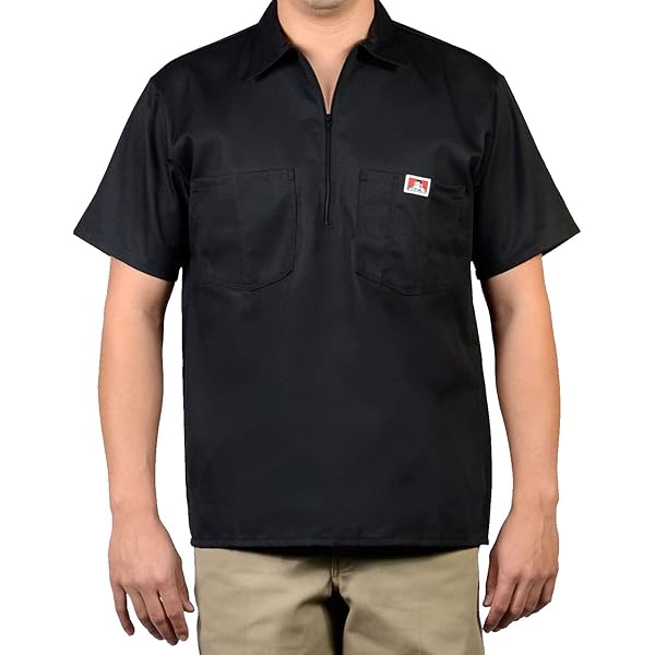 Ben Davis Short Sleeve 1/2 Zip Shirt, Black, XX-Large : Amazon.com