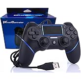 Intckwan Wired Game Controller for PS4/Pro/Slim/PC/Laptop, USB Plug Gamepad Joystick with Vibration and Anti-Slip Grip, Ergon