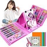 Bootlife お絵かきセット【色鉛筆 クレヨン 水性ペン 176ピース】 お絵かきアートセット (ピンク)