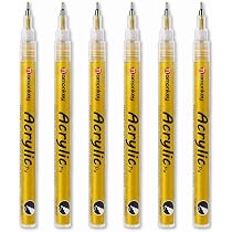Amazon.co.jp: アクリルペン 極細 0.5mm 金 ゴールド 6本セット 不透明
