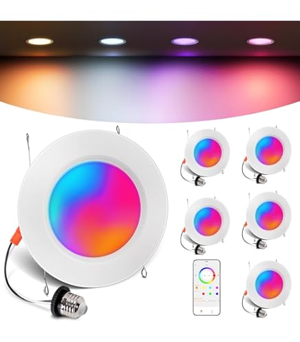 Amazon.co.jp: スマート埋め込み式照明 6インチ RGBCW 色変化 16W LED