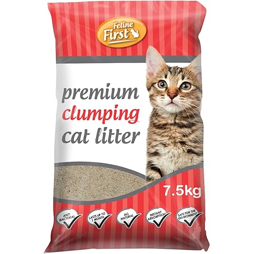 Feline First Clumping Cat Litter, 7.5kg - Rapid Liquid Absorption, Low Dust & Superior Odour Control, Forms Solid Clumps - Id