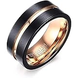 [Rockyu] アクセサリー タングステン リング メンズ シルバー シンプル 指輪 8MM 平打つ つや消す ヘアライン加工 マッド質感 超硬い
