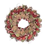 彩か SAIKA 【クリスマス】 リース 茶 赤 ブラウン レッド デコレーション 飾り Edy Red pinecone Wreath CXO-25