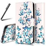 iPhone 5 ケース 手帳型ケース,iPhone 5S ケース 財布型ケース,iPhone SE 開閉式ケース,SKYMARS 高級 PUレザー 保護ケース 財布型 バタフライ カバー 液晶保護 