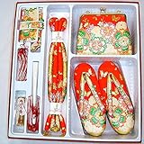 七五三 絵羽柄はこせこセット 3サイズ6色/L(7歳用21cm) 赤