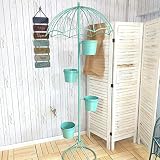 フラワースタンドアイアンアートウンブラスタイルヴィンテージ屋内・屋外バルコニーパティオフロアスタンドフラワースタンド (色 : A)