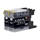 LC12-BK ブラック 2本セット Brother互換インクカートリッジ 互換品 ブラザー用 互換インク 純正品併用 LC12 大容量 残量表示機能付 ICチップ対応 DCP-J940N J740N J540N J925N J725N J525N MFC-J840N J960 710D J860 J810 J6710CDW J6510DW J5910CDW J955 J825N J705