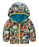 (トヨベイ)Toyobuy 子供 中綿 コート キッズ 綿入れ ジャケット リバーシブル ブルゾン フード付き 女の子 男の子 ブルー 100