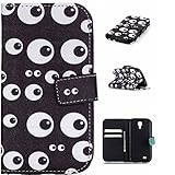 UNEXTATI Galaxy S4 ケース 高級 PUレザー 手帳型ケース 液晶保護 カバー カード収納 Samsung GalaxyS4 用 Case Cover (ブラック)