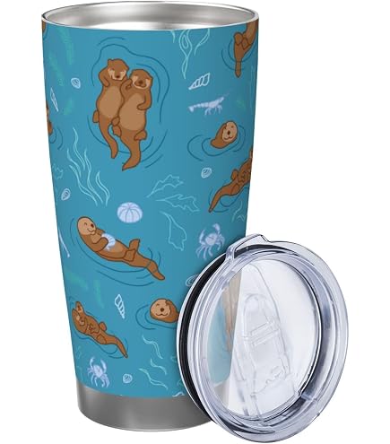Xchearser Sea Otter Tumbler – 30oz Cute Insulated Cup With Handle & Straw, Stainless Steel, Keeps Drinks Cold 12hrs/Hot 6hrs - View #2