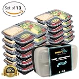 smartyou 3-compartment弁当ランチボックス/頑丈なプラスチック食品容器10セットwith Leakproof Lids for Kids – 大人のPerfect to use f