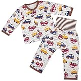 ボーイズ|ベビー|パジャマ[enfant pur]腹巻付長袖パジャマ|上下セット|くるま|車柄|寝間着|接結パジャマ|男の子|男児|ボーイズ 90cm ブラウン