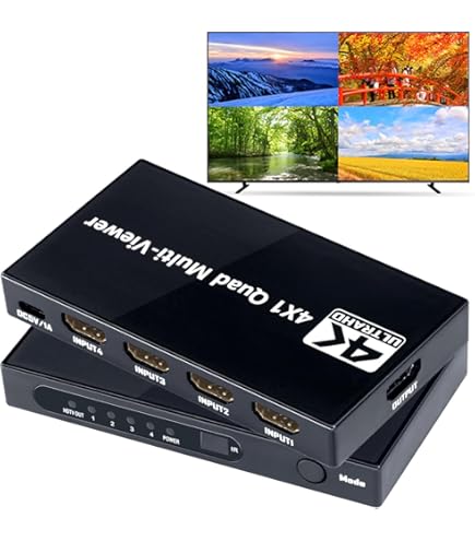 Amazon | 4K HDMIマルチビューワー 4x1、Yinker 4K@30HzシームレスHDMI