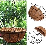 amzmonnsuta　パーム 壁掛けバスケット　ハンギング 半円形　壁掛け植木鉢　ぶら下げ 植え鉢　窓・バルコニーの飾り　鉄　コイア