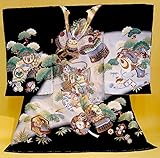 【正絹】 お宮参り着物　（初着・産着）　男児　M1-１５ 兜に打出の小槌柄・黒地　新品仕立上り　★もれなく５大特典付！