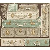 York Wallcoverings GX8185SMP Passport Suitcases Wallpaper Memo Sample, 8-Inch x 10-Inch, Cream, Ligh