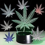 マリファナリーフ3d IllusionランプCananbis Weed Optical Visual夜ライト部屋パーティーデコ照明製造元: Haolin