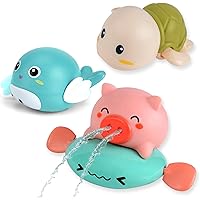 JUYEE お風呂 おもちゃ 赤ちゃん 水遊び おもちゃ 人気ランキング レインボーシャワー 豚 カメ イルカ 誕生日プレゼント 出産祝い（3点セット－色ランダム）
