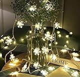 LONGPRO イルミネーションライト 雪花 3m 20LED電球 電池式 スノー クリスマス ライト 新年 飾り付け ウォームホワイト