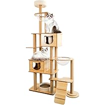 Amazon | YUCHONG キャットタワー 猫タワー 6階建てのタワー 透明の