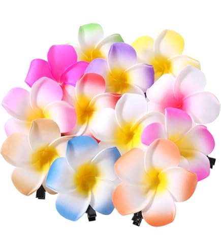 Amazon | Frcolor お花 ヘアピン ヘアクリップ 花 プルメリア花 ヘア