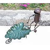 カエル 葉っぱ 一輪車 フラワーポット かえる 置物 大きなサイズ