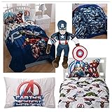 Marvel Avengers Complete 5 Piece Twin Bed in a Bag with Captain America Pillow Buddy [並行輸入品]