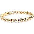 Women Bracelets, 18K Multi-Gemstone and Diamond Tennis Bracelet Gold Heart Bracelets for Women (Diamond Bracelet)