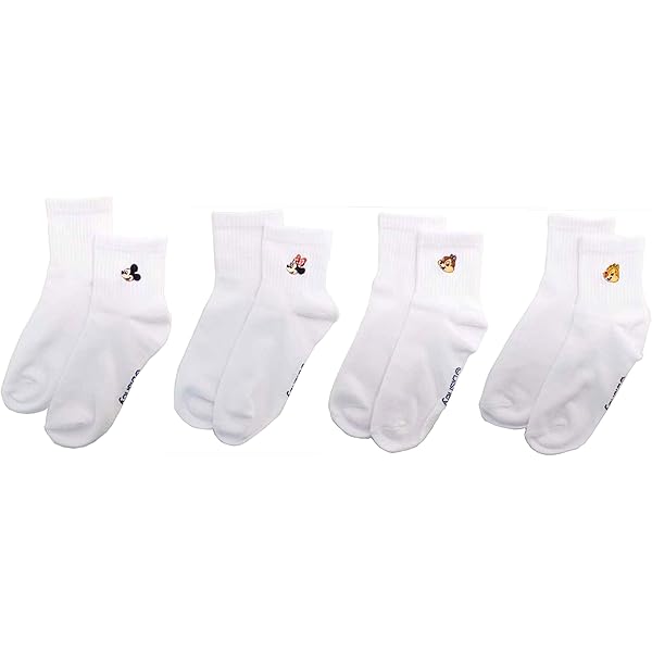 Amazon Co Jp ディズニー ワンポイント刺繍ソックス レディース ４柄セット ミッキー ミニー チップ デール 女性用靴下 服 ファッション小物