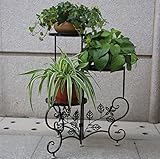 ヨーロッパスタイルのアイアンアートフラワーラックマルチ - ストーリー屋内と屋外の植物フレームバルコニーリビングルームフラワーポットディスプレイスタンドアンティーク装飾金属フレーム ( 色 : ブラッ