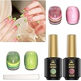 Biutee ジェルネイル ネイルカラー ネイル シャイニング かわいい マグネットジェル キャッツアイジェル 2色 8ml キラキラ カラージェル 微粒子ラメ オーロラ系 ダイヤモンドジェル 眩しい輝き ドーパミン猫目 磁石付き UV/LED対応 
