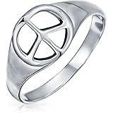 [Bling Jewelry] 925スターリングシルバーワイドオープンシンボル世界平和サインシグネットリング男性用ティーン向け女性用