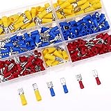 Glarks 280pcs 22-16 / 16-14 / 12-10 Gauge Semi-Insulated Male / Female Spade Quick Splice Crimp Term