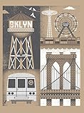 アメリカ ブルックリン発 TWO ARMS (トゥーアームズ) おしゃれ インテリア アートプリントポスター シルクスクリーン Mサイズ Mini Brooklyn  ﾐﾆﾌﾞﾙｯｸﾘﾝ