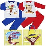 2018年 春物 おさるのジョージ スムスパジャマ ニットキルトパジャマ ２枚組セット Curious George 福袋 ブルー◇95cm