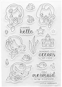 Amazon Co Jp Jagetrade Pvc透明スタンプシール漫画リトルマーメイドパターンdiyスクラップブックフォトアルバムカード日記の装飾英語の手紙 ホーム キッチン