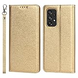 Galaxy A53 5G SC-53C SCG15 ケース サムスン galaxy a53 5g 手帳型 ギャラクシー a53 5g カバー galaxy a53 5g sc-53c 手帳ケース galaxy a53 5g scg15 case Zouzt PUレザー製 ストラップ付き ベルトなし スタンド カード収納 マグネット 耐衝撃 滑り止め 5色 ゴールド