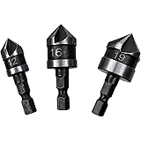 Bestgle皿取り錐ドリル 面取りカッター ビット3本セットカウンターシンク 座ぐり バリ取り 皿取錐 下穴錐 六角軸ドリルビット 電動ドリルセット12mm/16mm/19mm