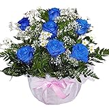 花言葉は「神の祝福」青いバラのアレンジ 日時指定無料