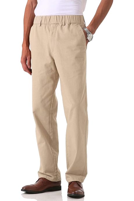 Elastic Waist Denim Solid Casual Pants 