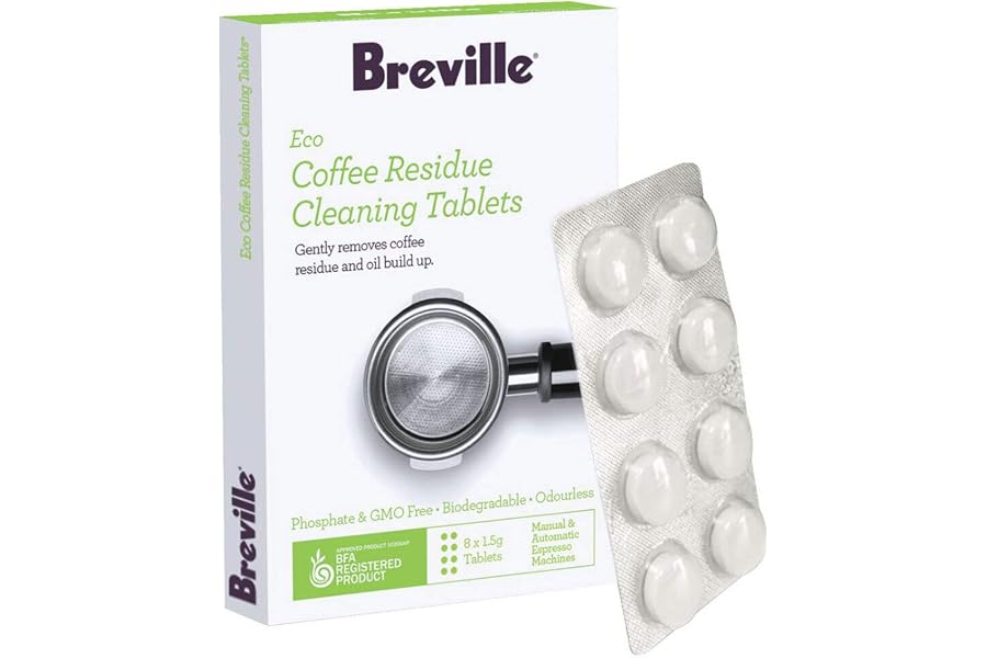 Breville Eco Coffee Residue Cleaner, 8 Pack, Clear, BES012CLR