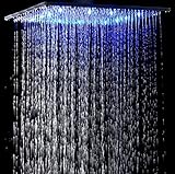 クロム真鍮LED 20インチ雨シャワーヘッドスクエアトップスプレーヘッド付き