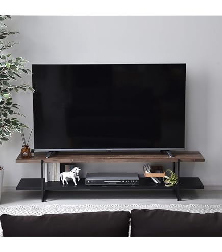 Amazon｜[ベルメゾン] テレビ台 オーク材 アイアン ローボード・テレビ